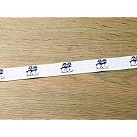 15mm Snowman Christmas Print Ribbon White & Blue - per metre