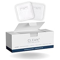 Clean Skin Club Clean² Extra Large Face Pads, Guaranteed Not to Shed & Tear, Unique Triple Layers, Textured Side & Ultra Soft Side, Vegan Organic Disposable Cotton, Used with Makeup Remover, 60CT XL
