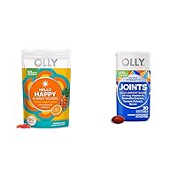 OLLY Hello Happy Gummy Worms Mood Balance Support with Vitamin D, Saffron - 90 Count and Ultra Joint Softgels with Boswellic Extract, Turmeric - 30 Count