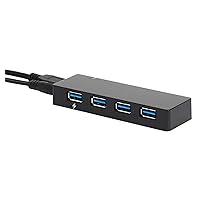 Amazon Basics Slim High-Speed 4 Port USB 3.0 Hub with AC Adapter for use with MacBook, Mac Pro, iMac, Surface Pro and more - Black