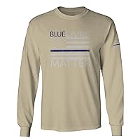 Blue Lives Matter American Flag Thin Blue Line USA Police Support Long Sleeve Men's
