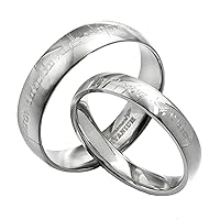 Gemini His and Her Couple Personalized Matching Wedding Titanium Rings Set Dome Court Valentine Day Gift