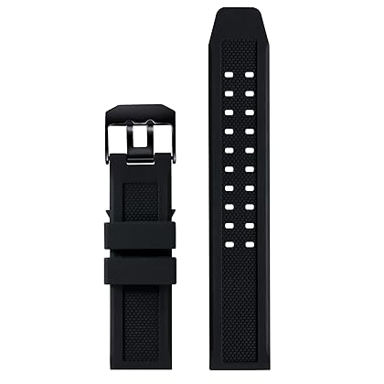 23mm Rubber Watch Band Strap Fits Luminox 3050 8800 and 3950 Series with Black Double Prong Clasp