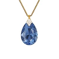 Gold-plated 24K 925-sterling silver necklace with crystals from Swarovski® - Pear - Many colors - Pendant with a chain- Jewelry for women with a gift box