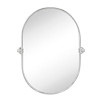 TEHOME Oval Brushed Nickel Pivot Mirror Pill Shaped Tilting Bathroom Vanity Mirror Metal Framed Wall Mirror 20x30''