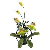 Dolls House Yellow Lilly Flowers Display on Black Metal Stand Garden Accessory