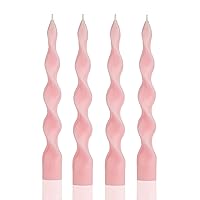 Pink Spiral Taper Candle Soy Wax Unscented Candles Sticks,Elegant Design for Home Decoration Weddings Parties,9.8inch,4pcs,Babypink-E