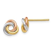 8mm 10k Tri color Gold Twisted Knot Post Earrings Measures 8x8mm Wide Jewelry for Women