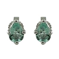 Emerald Natural Gemstone Pear Shape Stud Anniversary Earrings 925 Sterling Silver Jewelry