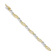 14ct Two tone Gold Diamond Infinity 7.5inch Link Bracelet Measures 4mm Wide Jewelry for Women
