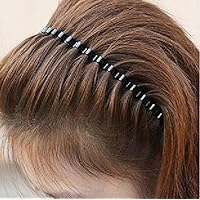 Metal Headband Black Hair Hoop,Multi-Style Black Non-slip Metal Hair Hoop Unisex Flexible Headbands Accessories for Women Men (1 pack)