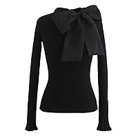 CHICWISH Women's Fancy with Bowknot Knit Top in Black/Pink/Cream/White