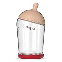 mimijumi Baby Bottle Very Hungry 8 oz Bottle with Fast Flow, Lighter Nipple - Medical Grade Silicone Anti-Colic Baby Bottles for Breastfed Babies - Newborns 6-18 Months