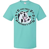 inktastic Our First Mother's Day with Black and White Holstein Cows T-Shirt