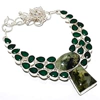 NATRYSTAL GEMS™ Prehnite, Emerald Gemstone Handmade 925 Sterling Silver Jewelry Necklace 18