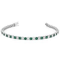 PEORA 14K Gold 6-9.50ctw Gemstone & Lab Grown Diamond Tennis Bracelet 3mm Round AAA Grade, 7 inches length