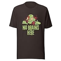 No Brains Here T-Shirt | 100% Cotton Short Sleeve T Shirt | Zombie Tshirt for Men & Women | T-Shirt for Halloween