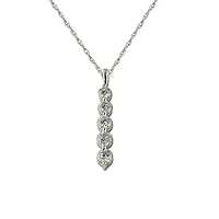 Natural Diamond Journey Pendant 14K White Gold. Included 18 inches 14K Gold Rope Chain
