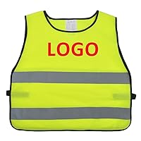 TOPTIE Customized Kids Adjustable Reflective Vests for Outdoor Night Activities Construction Costume-Neon Green-M