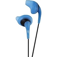 JVC Blue and Black Nozzel Secure Comfort Fit Sweat Proof Gumy Sport Earbuds with long colored cord HA-EN10A