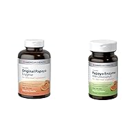 American Health Papaya Digestive Enzyme Chewable Tablets Bundle - Original 600 Count and with Chlorophyll 100 Count