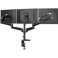 HUANUO Triple Monitor Mount for 17 to 32 inch Screens, Gas Spring Adjustment Triple Monitor Stand with Swivel, Tilt, Rotation, Clamp & Grommet Kit (Black)