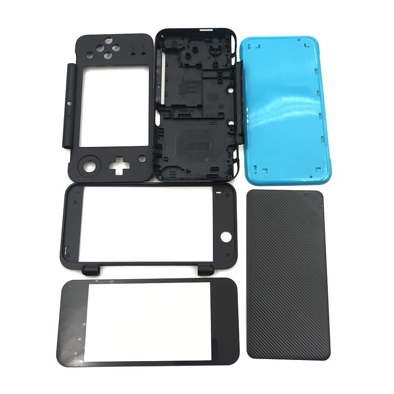 New Full Housing Case Cover Shell Front Bottom Panel LCD Frame Middle Frame Screen Lens Cover Replacement Parts for New 2DS XL LL Game Console Black & Blue