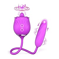 Rose Sex Stimulator for Women,4 in1 Sex Toys,Vibrator Dildo with 9 Tapping & 9 Thrusting,Tongue Licking Anal Adult Women Sex Toy for Clit Nipple Licker G Spot Stimulation for Women Couples