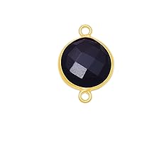 Black Onyx Stone Necklace for Jewelry Making - 11mm 15mm 18mm Coin/Round Bezel Charms Pendants 24K Gold Plated Over 925 Sterling Silver Chakra Anklet DIY for Necklace Bracelet Crafting