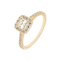 1-5 Carat (ctw) Yellow Gold Radiant Cut LAB GROWN Diamond Halo Engagement Ring [ Color E-F, Clarity VS2-SI1 ]