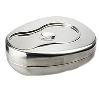 CHUNCIN - Stainless Steel Bedpans with Lid Firm Thick Stable Bedpan Heavy Duty Smooth Countoured for Male Female Bed Bound Patient Personal Care