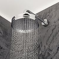 Wall-Mount or Ceiling-Mount Tilting Round rain Shower Head, 140 Outlet Holes. Arm and Flange Sold Separately. DIAM :8
