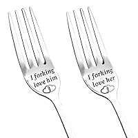 Wedding Engagement Gifts for Him Her Couples Engraved Fork Gifts for Boyfriend Gifts from Girlfriend Anniversary Birthday Gifts for Husband Wife Christmas Gift for Him Her Dinner Forks Set of 2