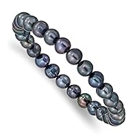 6 7mm Black Freshwater Cultured Pearl Stretch Bracelet Jewelry Gifts for Women