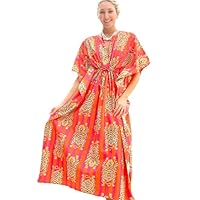 Indian Tiger Print Cotton Kaftan,Women Night Gown,Beach Cover Up,Longwear Dress Bridesmaid Gown,Plus Size Kaftan