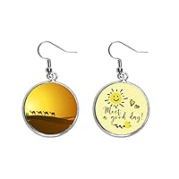 Sunset All the Way to the Silk Road Camel Desert Ear Drop Sun Flower Earring Jewelry Fashion