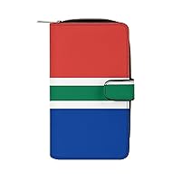 South African Nordic Cross Flag Womens Leather Wallets Slim Card Holder Purse RFID Blocking Bifold Clutch Handbag Zippered Pocket