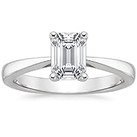 2 CT Emerald Cut Colorless Moissanite Engagement Ring, Wedding/Bridal Ring Set, Solitaire Halo Style, Solid Sterling Silver Vintge Antique Anniversary Promise Rings Gift for Her