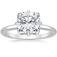North Star Cushion Cut Moissanite Ring for Engagement, Wedding, Anniversary, Promise, Gift, Birthday, Gratitude (Solitaire, Compass Point, 2.50CT, VVS1, Near Colorless)