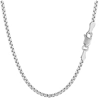 The Diamond Deal 14k REAL Yellow or White SOLID Gold 1.35mm Shiny Round-Box Chain Necklace for Pendants and Charms with Lobster Claw Clasp (for Men, Women or unisex Jewelry) (16