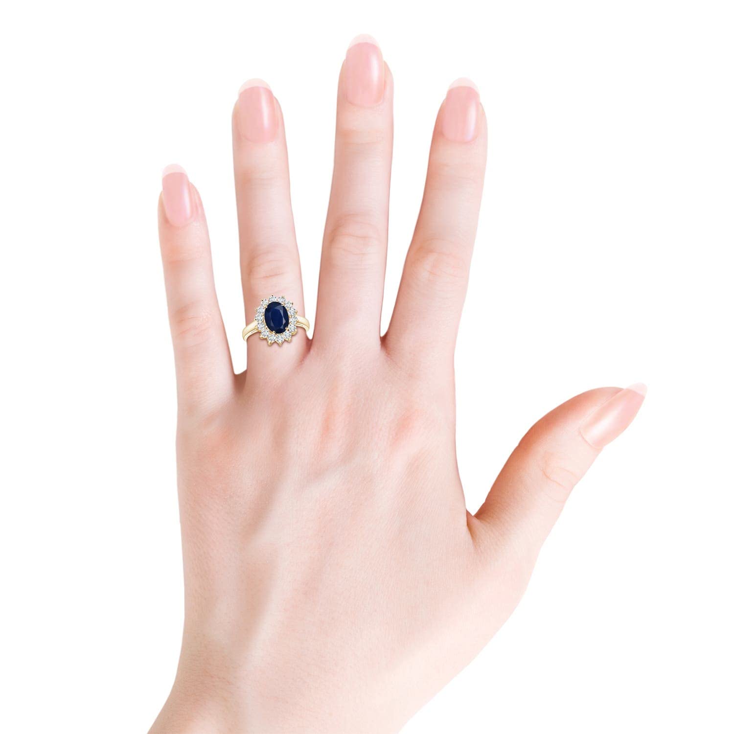 Angara Princess Diana Inspired Natural Blue Sapphire Ring with Diamond Halo (2 cttw Blue Sapphire) Size 3-13