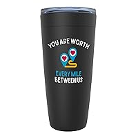 Relationship Black Viking Tumbler 20oz - You Are Worth Every Mile - Long Distance Relationship LDR Lovers Marriage Partner Couple Anniversary