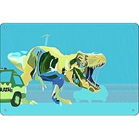 Aquamarine T-rex Art Print Metal Tin Sign Plaque Man Cave Wall 8x12 Inch Wall Art Decoration