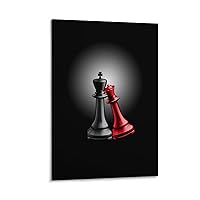 Chess Art Posters Black Red Chess Pieces Canvas Art Prints,minimalist Posters for Home Office Decor Poster Decorative Painting Canvas Wall Art Living Room Posters Bedroom Painting 24x36inch(60x90cm)