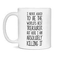 World's Best Treasurer Mug, Funny Treasurer Quote, 11-Ounce White
