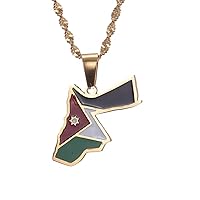 The Hashemite Kingdom of Jordan Map Flag Pendant Necklace Jewelry Gift