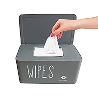 Baby Wipe Dispenser for Bathroom, Upgarde Design(8.2L x 4.9W x 3.9H inches), Minimalist Wipes Holder Container Flushable Wipes Box Case with Lid (Grey-New)