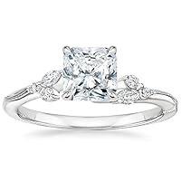 ERAA Jewel 1 CT Radiant Colorless Moissanite Engagement Ring, Wedding Bridal Ring Set, Eternity Silver Solid 10K 14K 18K Gold Diamond Solitaire Prong Set Anniversary Promises Gift for Her