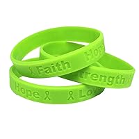 25 Lime Green Ribbon Awareness Bracelets 100% Medical Grade Silicone Bracelet - Latex and Toxin Free (25 Bracelets) Support Muscular Dystrophy, Lyme Disease, Lymphoma, Muscular Dystrophy, Non-Hodgkin’s Lymphoma, Spinal Cord Injuries