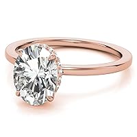 3 Ct Oval Cut Moissanite Ring Engagement Wedding Rings for Women Diamond Silver 10K 14K 18K Solid Gold Anniversary Promise Gift for Her (10K Solid White Gold)